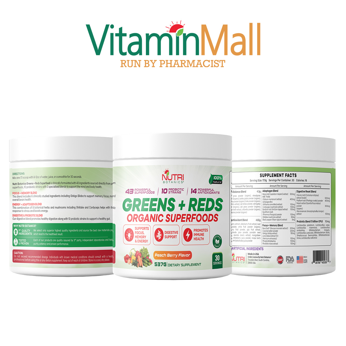 Nutri Botanics Green and Red Superfood Supplement VitaminMall